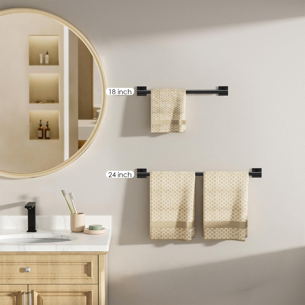 Towel Bar, 24 Inch Towel Racks Square Matte Black