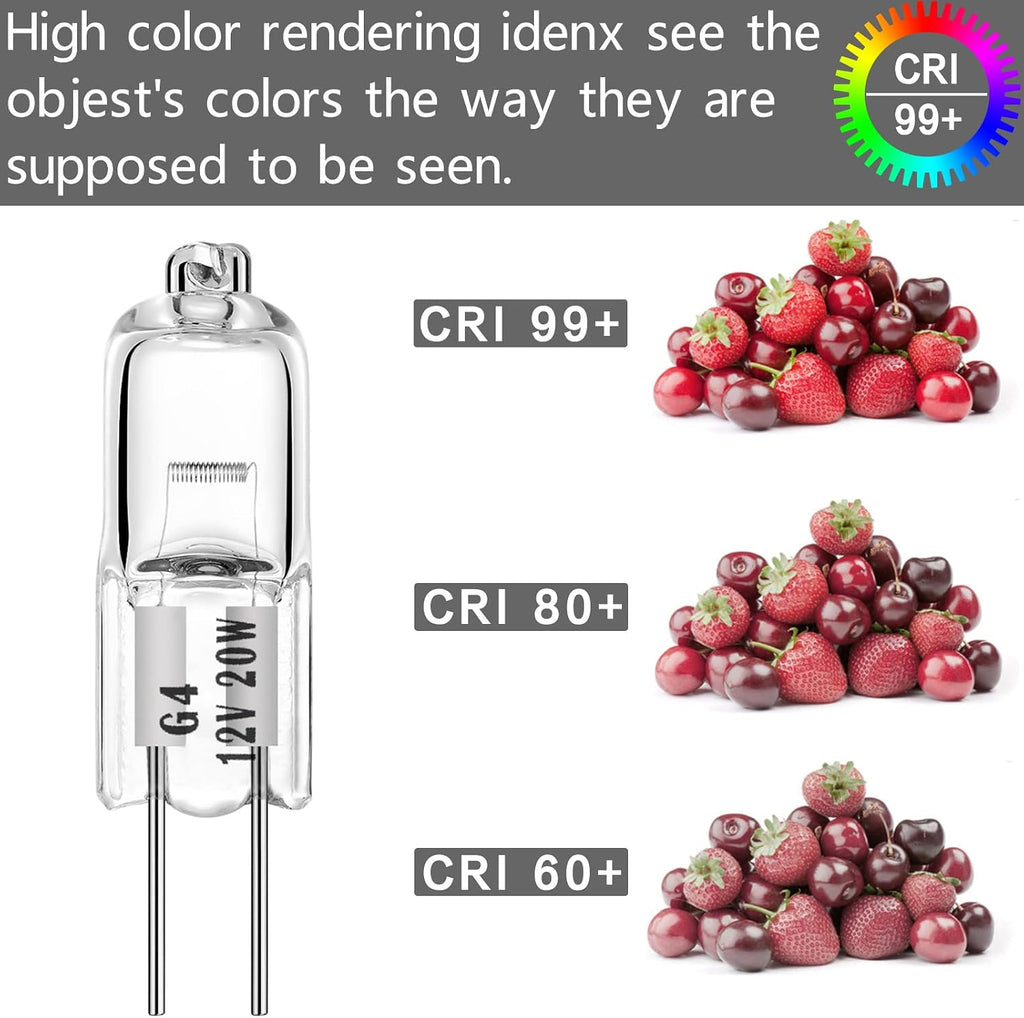 Halogen Bulbs G4 20W 12V T3 JC Type 2 Pin Base Replacement for Landscape Under Cabinet Puck Light Track Lighting
