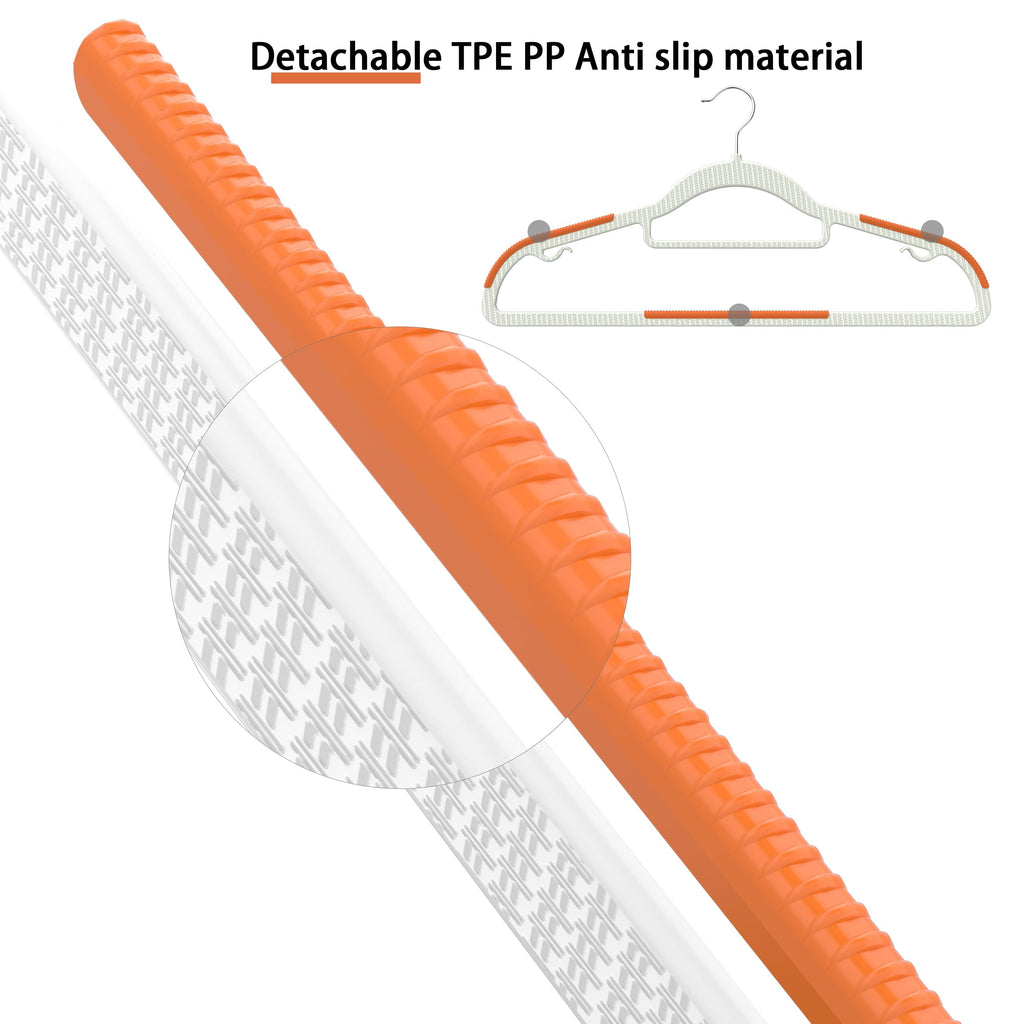 60 Pack Heavy Duty Plastic Hangers, Non Slip Clothes Hangers with Rubber Pads and 360° Hook - Thin Space Saving
