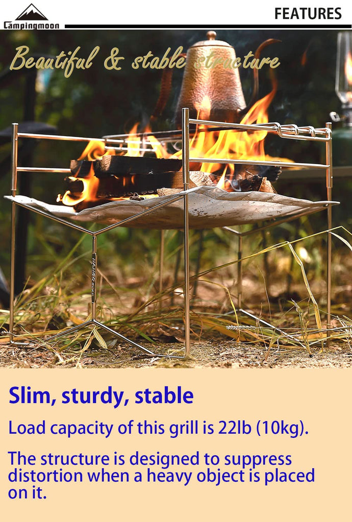 Portable Mesh Fire Pit with Cooking Grate (L 12.4'' x W 12.4'' x H 11.2''), Carry Bag