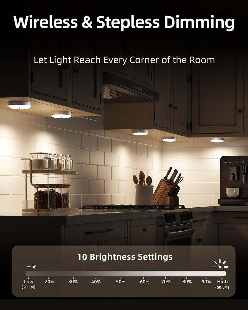 RGB Puck Lights with Charging Station, Motion Sensor Cabinet Lights