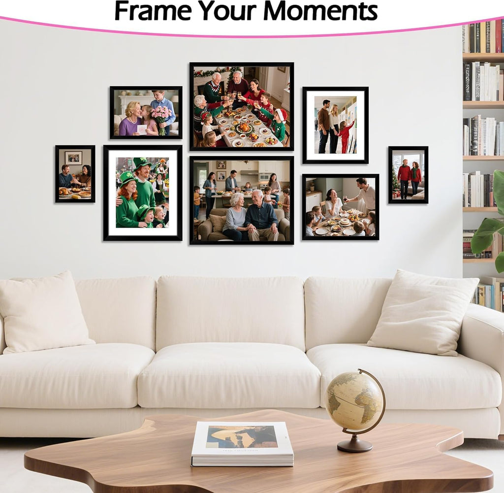 12x12 Picture Frame 2 Pack, Black Photo Frames Collage for Wall Hanging, 12 x 12 Square Wall Gallery Poster Frame
