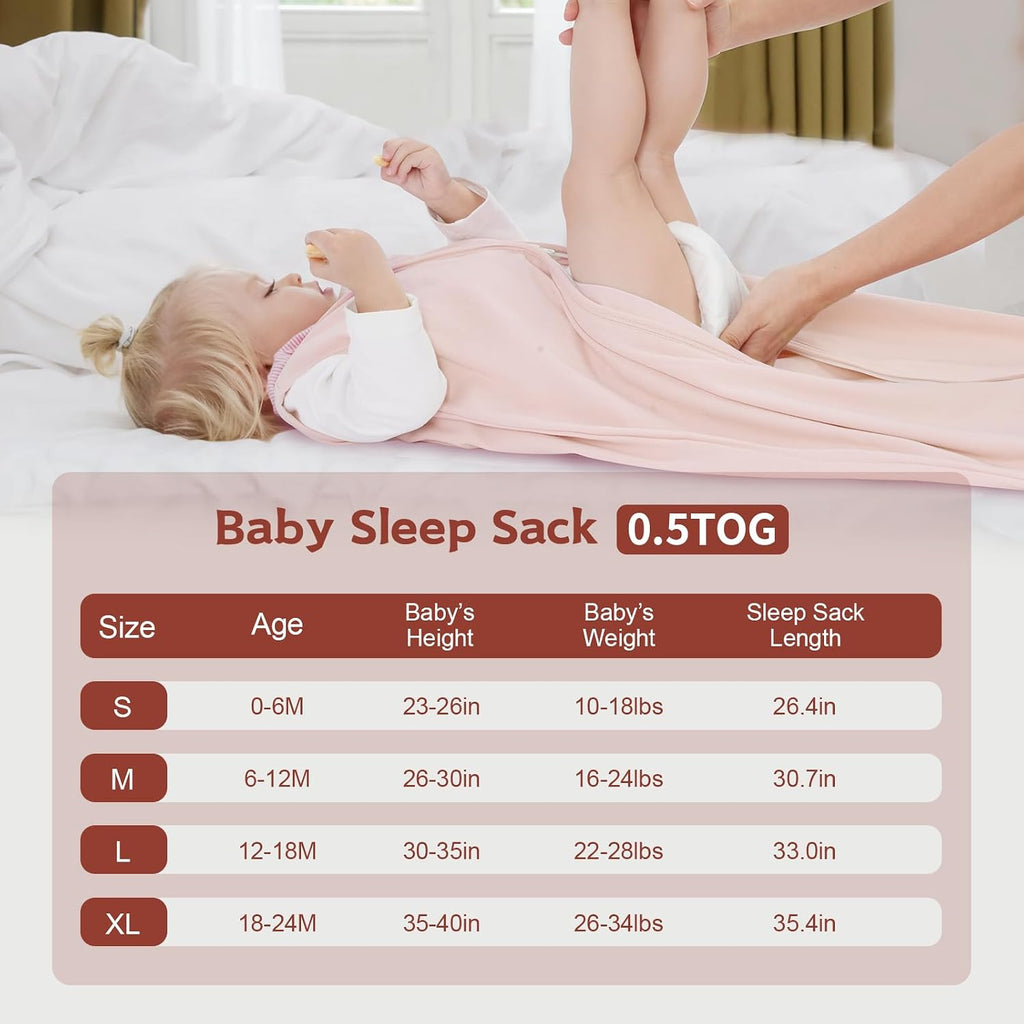 Sleep Sack, 100% Cotton Wearable Blanket, 0.5 Tog, 3 Pack