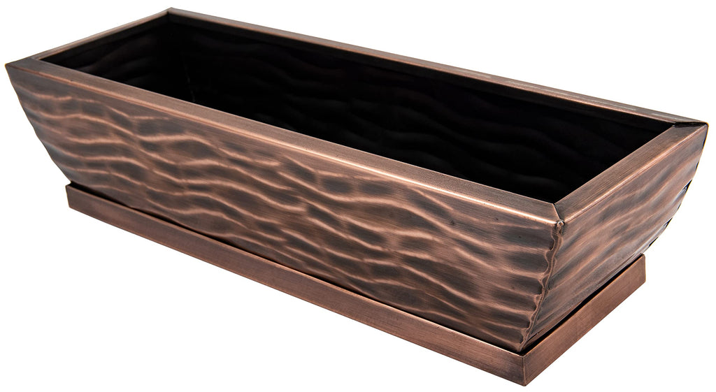Succulent Planter Rectangular Plant Pot Flower Indoor Outdoor Window Box (Antique Copper Large)