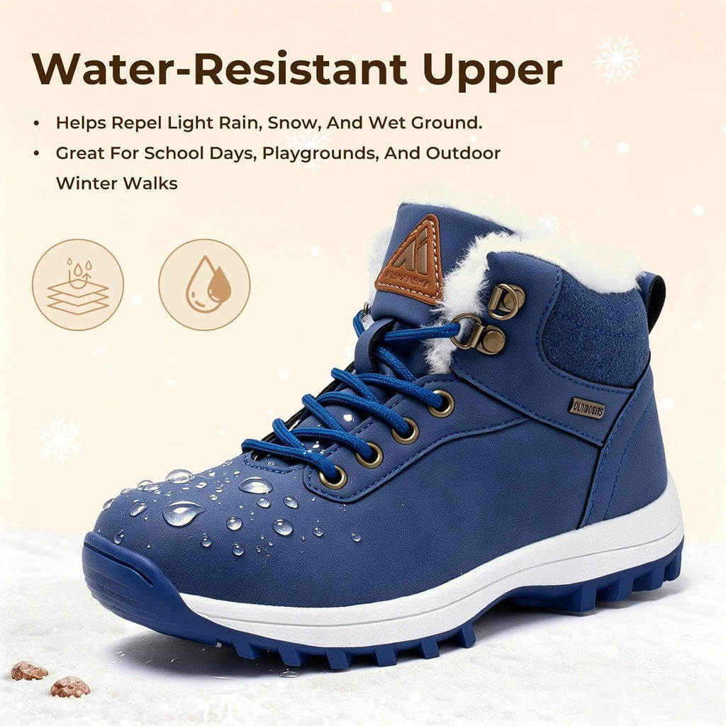 Boys Girls Snow Boots, Water Resistant Kids Winter Hiking Boots