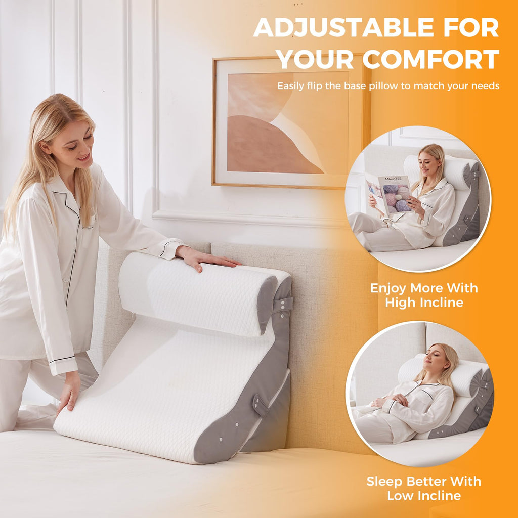 Wedge Pillow Set for After Surgery, Bed Wedge Pillow, White
