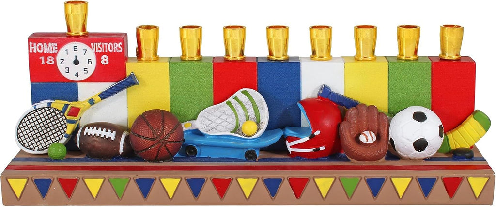 Hanukkah Sports for Kids Polyresin Chanukah Candles for Children 3D Sculptured Boys & Girls Ball Games Hanukkiah