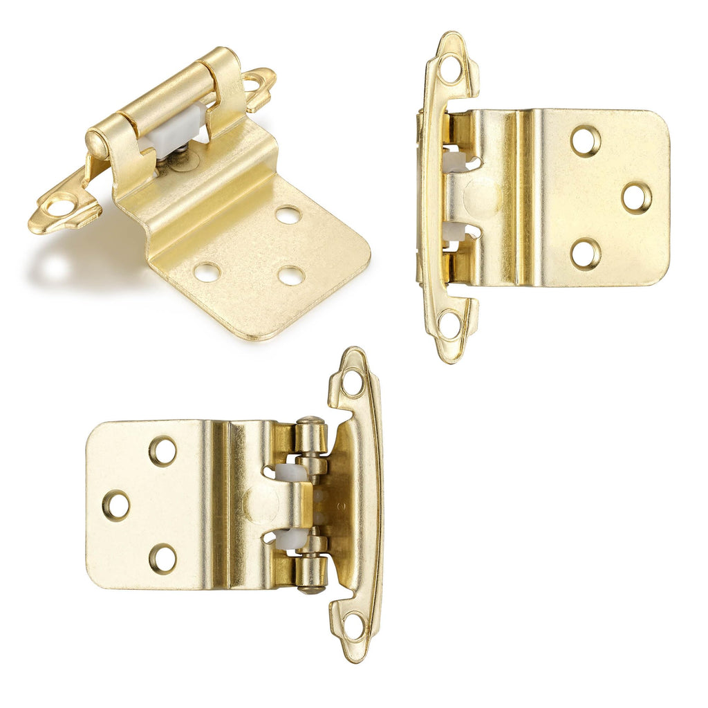 Gold Kitchen Cabinet Hinges, 3/8" Inset, 10 Pack
