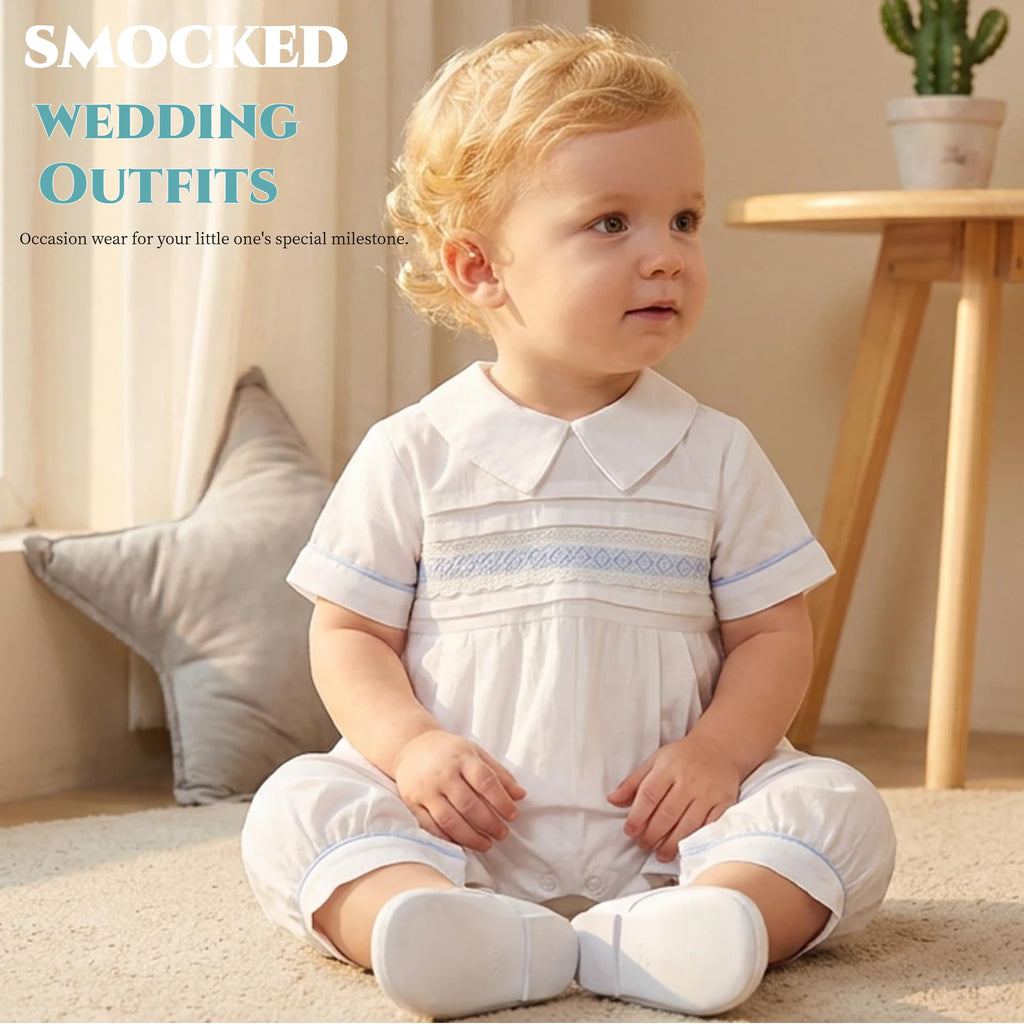Boy clothes boy baptism outfit white romper