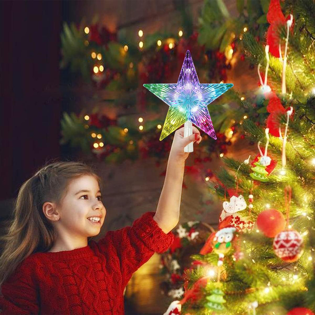 Christmas Tree Topper, LED 24 Modes Color Changing 9.5" Christmas Tree Toppers Star Lighted, Remote Controller