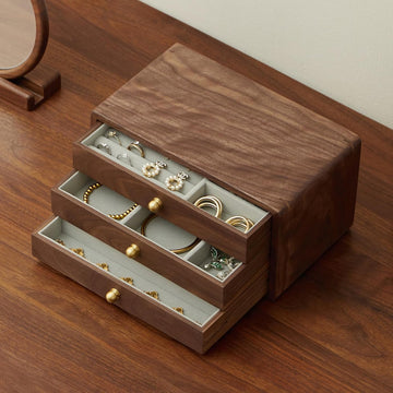 Wooden Jewelry Box, Large, Black Walnut Wood