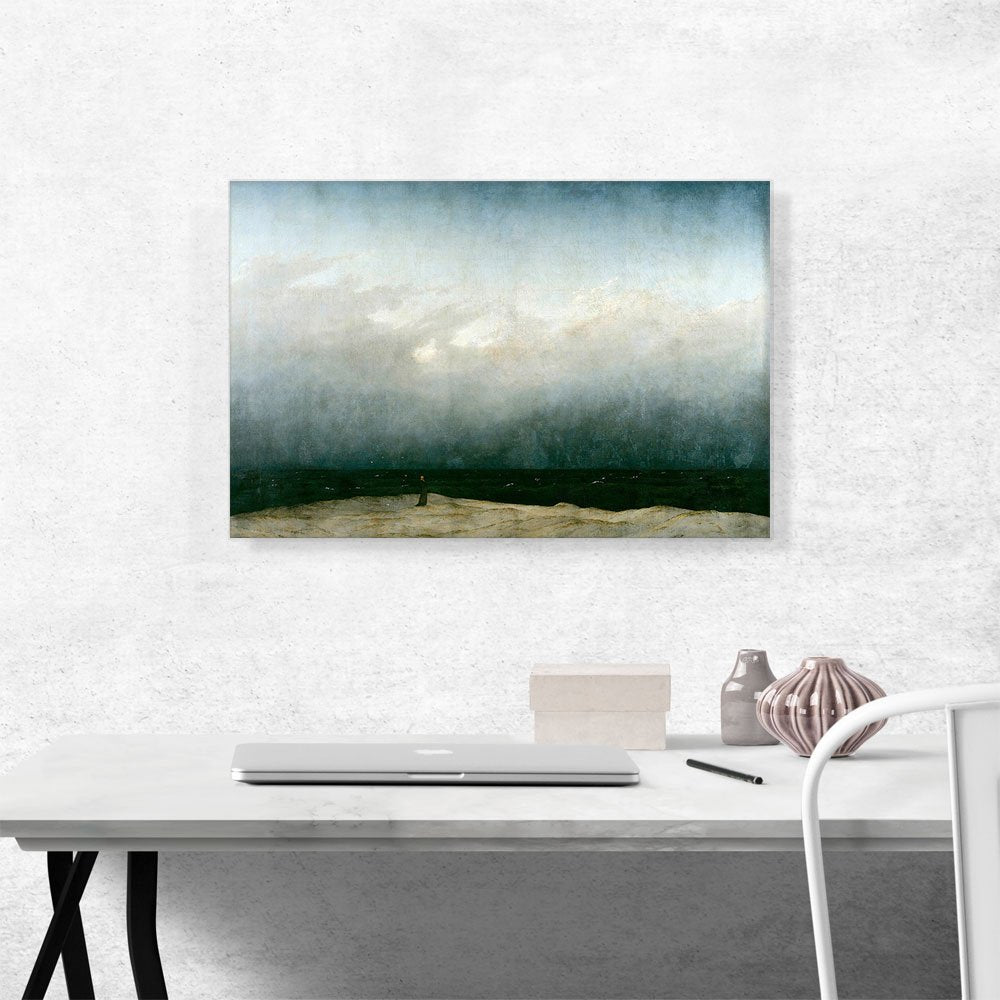 Monk By Sea 1808 Canvas Art Print Stretched Framed Painting Picture Poster Giclee Wall Decor by Caspar David