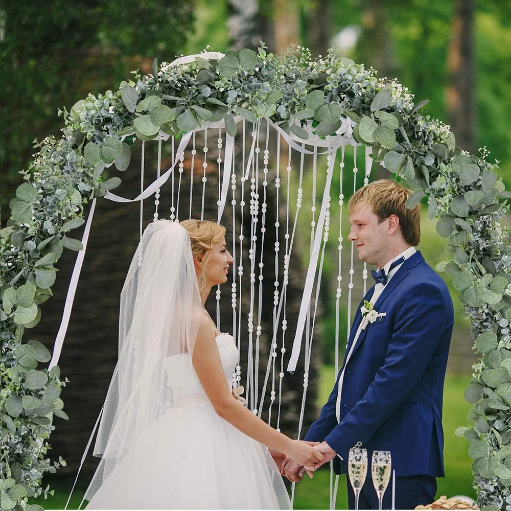 5.9' Long Faux Silver Dollar Eucalyptus Leaves Greenery Artificial Garland in Grey Green for Wedding Arch Swag