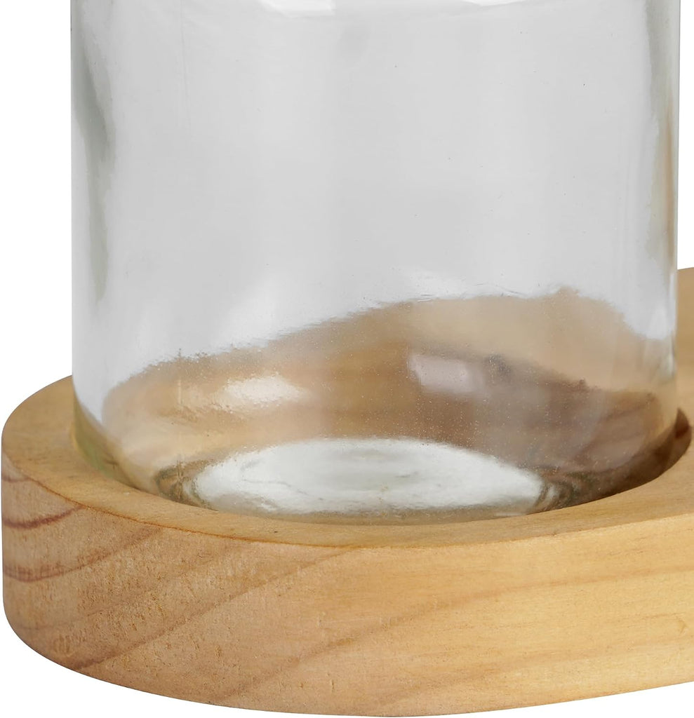 Farmhouse Glass Canister Set with Airtight Wood Lids, 3 Piece