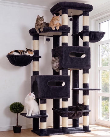 Cat Tree, 74.8-Inch Spacious & Tall Cat Tower for Large Cats