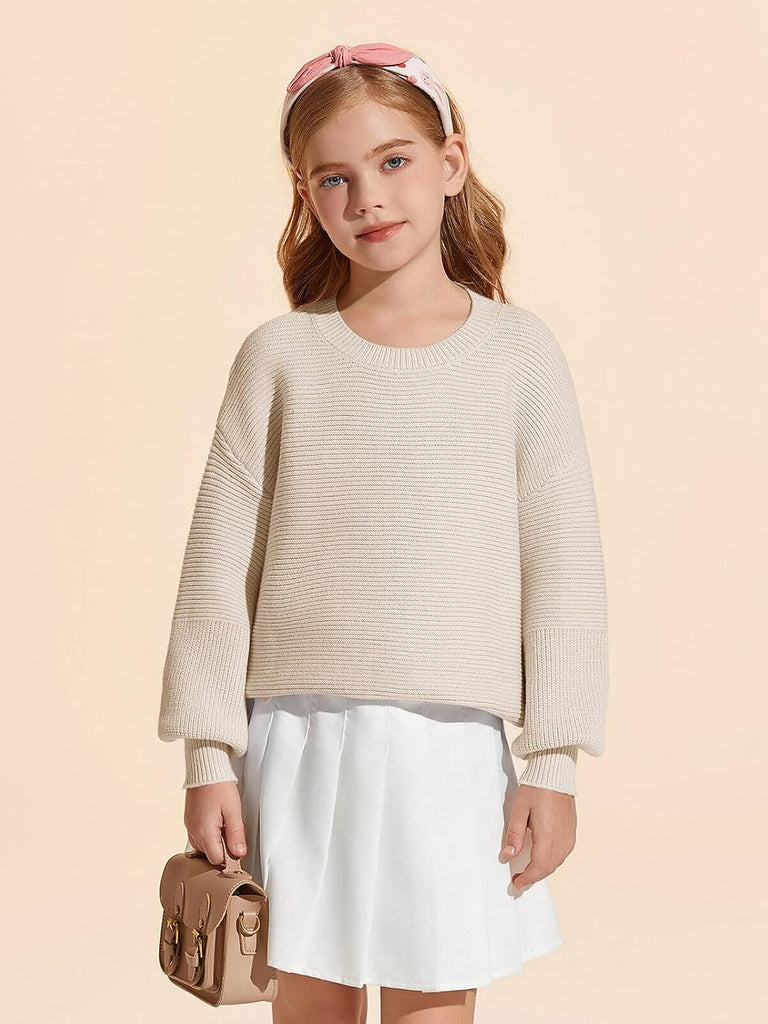 Girls Sweaters Long Sleeve Crewneck Pullover Jumper Cute Winter Knit Blouse Tops