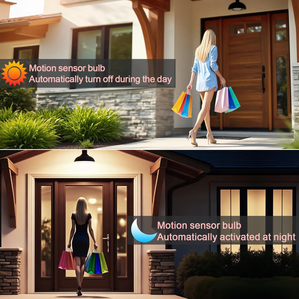 Motion Sensor Light Bulb, PAR38 16W Equivalent 100W 6000K Daylight, Indoor Motion Activation Detector Light Bulb, E26