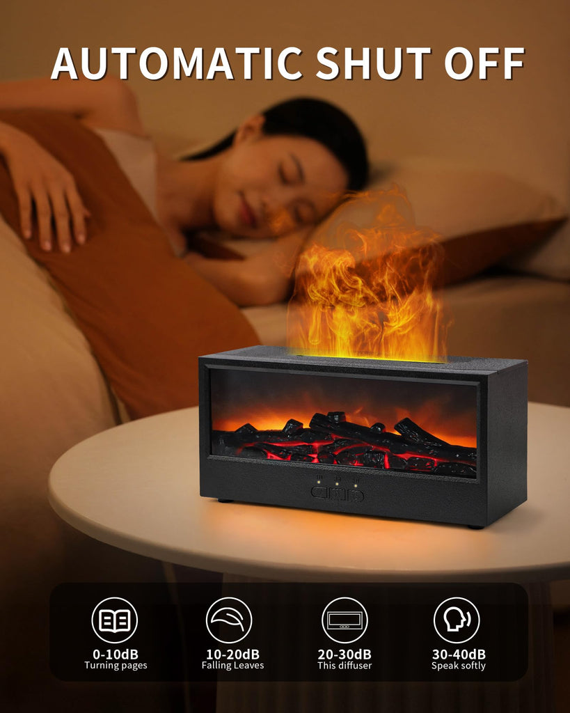 Fireplace Flame Essential Oil Diffuser & Humidifier with 7-Color Lights