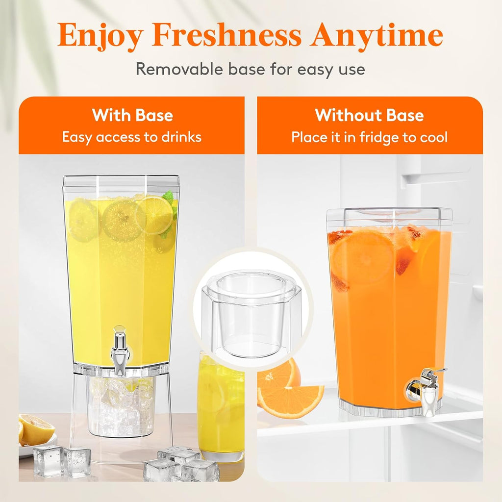 Gallon (128 OZ) Drink Dispensers for Parties , 4L Plastic Beverage Containers with Stand - Set of 2
