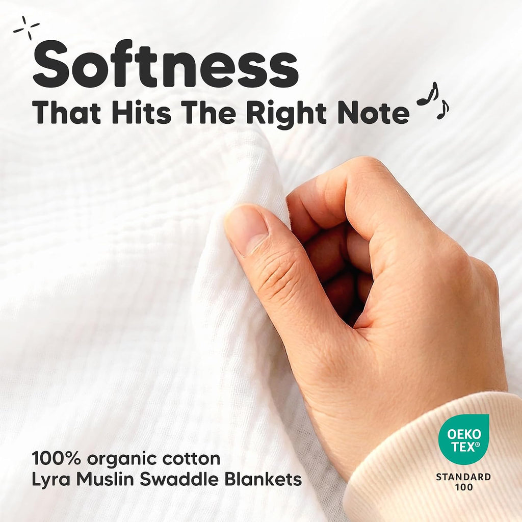 3pk Muslin Swaddle Blankets for Newborns Boys, Girls (Flutter, 47x47)