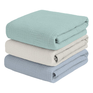 Muslin Swaddle Blankets for Baby, Receiving Blankets for Boys, Large 47x47 Inch Soft Breathable Lightweight Cotton
