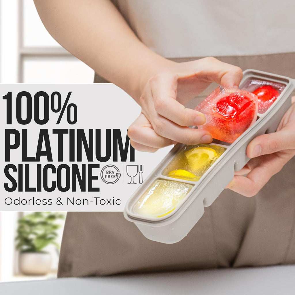 1 oz/6 Sections Silicone Ice Cube Freezer Tray with Lid, 100% Food-Grade Platinum Silicone,Leak Resistance &
