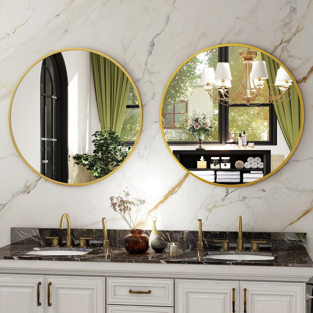 Round Mirror 20 Gold Wall Mounted Circle Mirrors