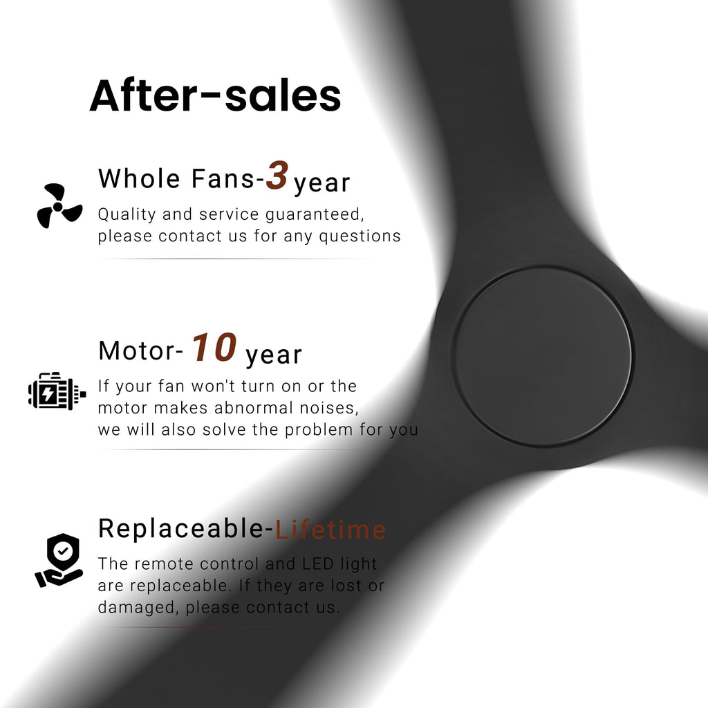 48 Inch Ceiling Fan without Light, Flush Mount Low Profile Fan with 3 Solid Wood Blades, Quiet Reversible DC Motor, 6