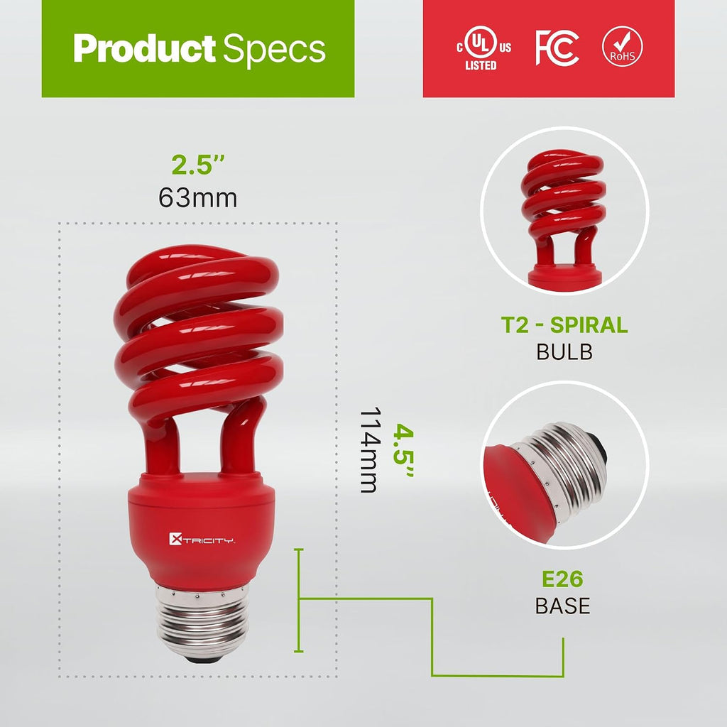CFL Compact Fluorescent Red light bulbs Colored Light Bulb