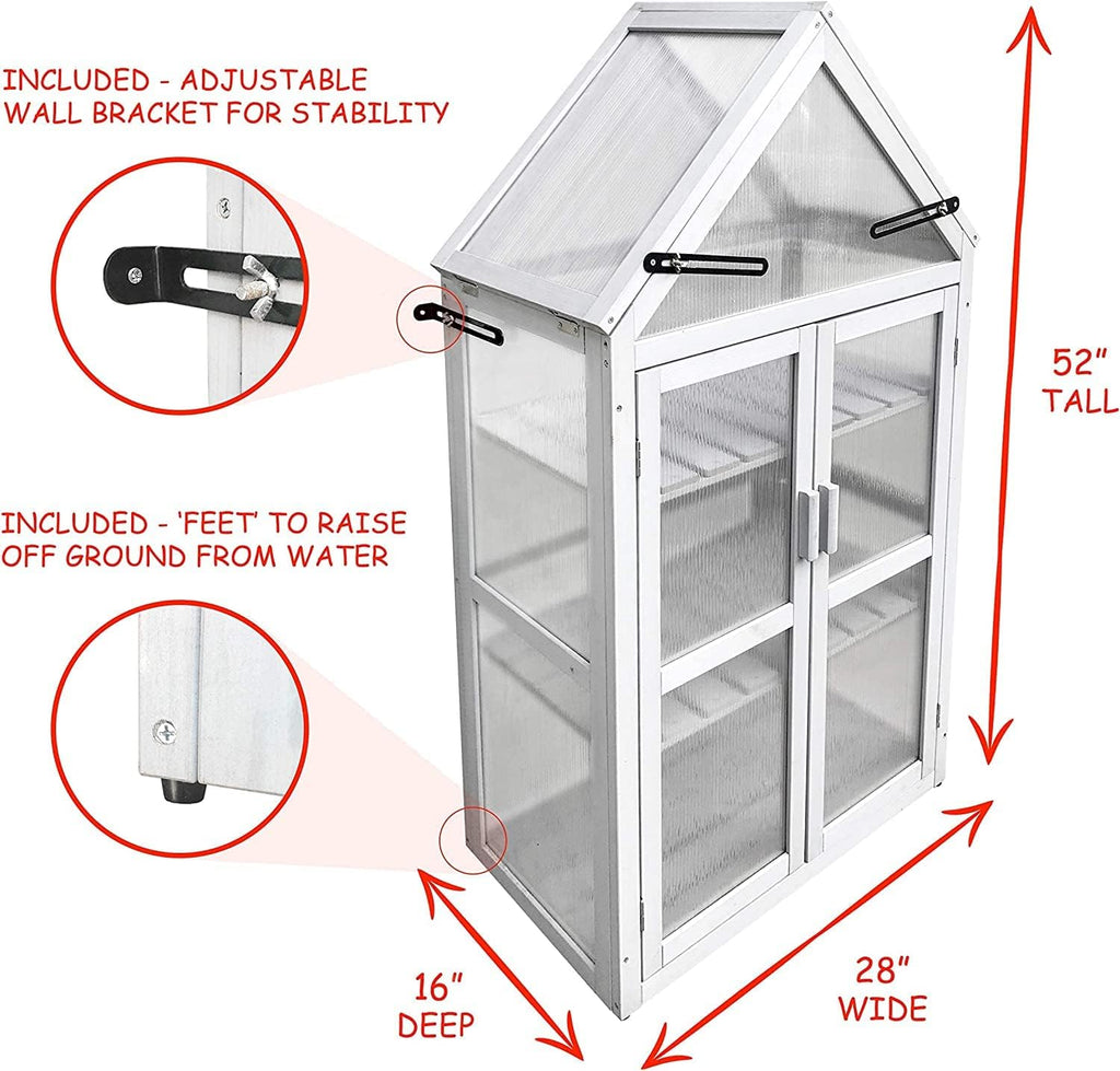 Mini Greenhouse Kit - Outdoor Plant Stand, Small Green House, Indoor Garden & Patio Accessories, Tiered Plant Stand