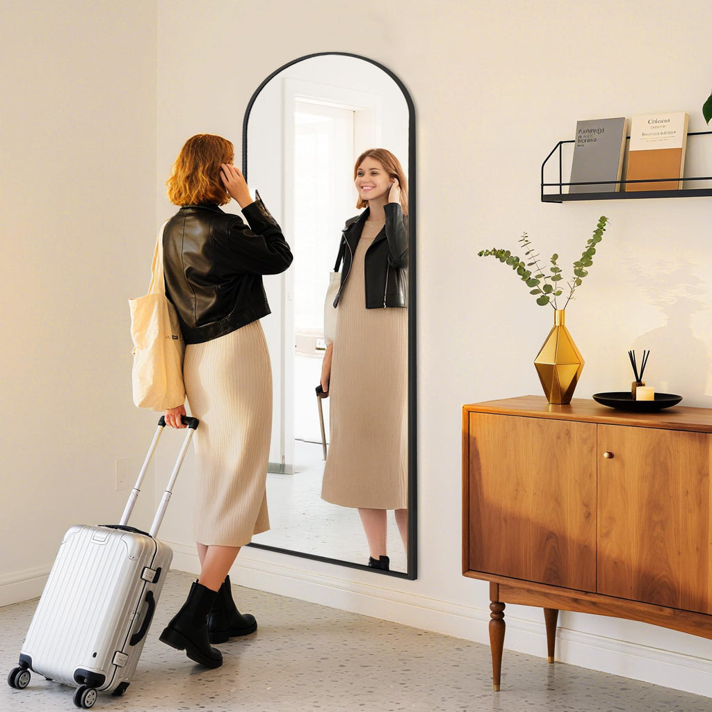 63"x20" Arched Full Length Floor Mirror, Full Body Mirror with Stand