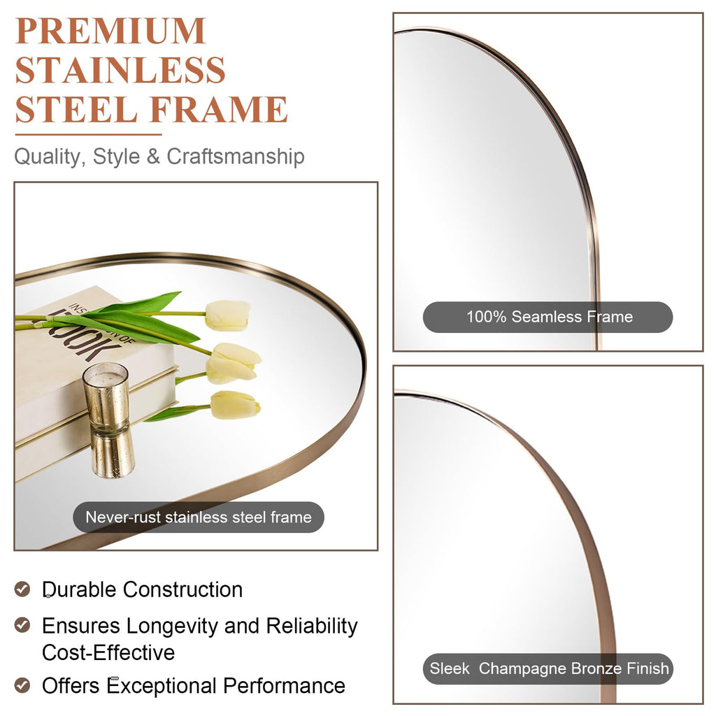 Contemporary 24x40 Champagne Bronze Oval Mirrors
