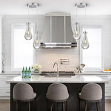 Raindrop Pendant Lights Kitchen Island Teardrop Chrome Hanging Light Fixtures Clear Solid Glass Pendant Light Modern Chandeliers for Dining Room Porch Corridor Living Room (2-Light) A121-B0DNDNPR3C