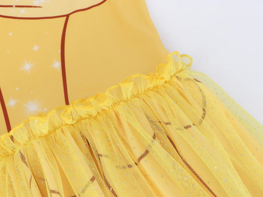 Princess Dress Girls Sparkly Tulle A-Line Casual Twirly Skater Dress