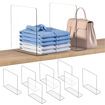 Shelf Dividers Closet Organizer - 12" Tall X 11.8" Deep Acrylic Clear Sturdy Separate for Clothes Purse - Adjustable