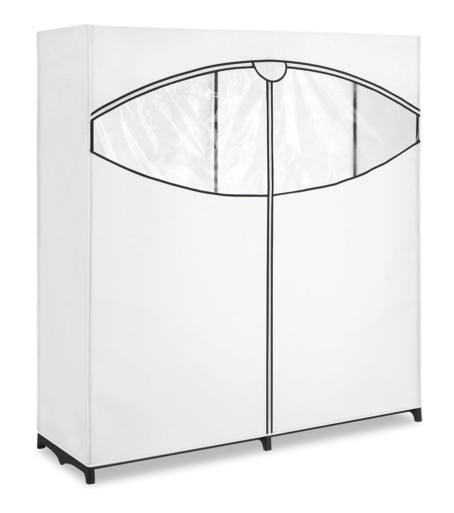 Extra-Wide 60" Portable Clothes Closets with Cover, White Duluxe