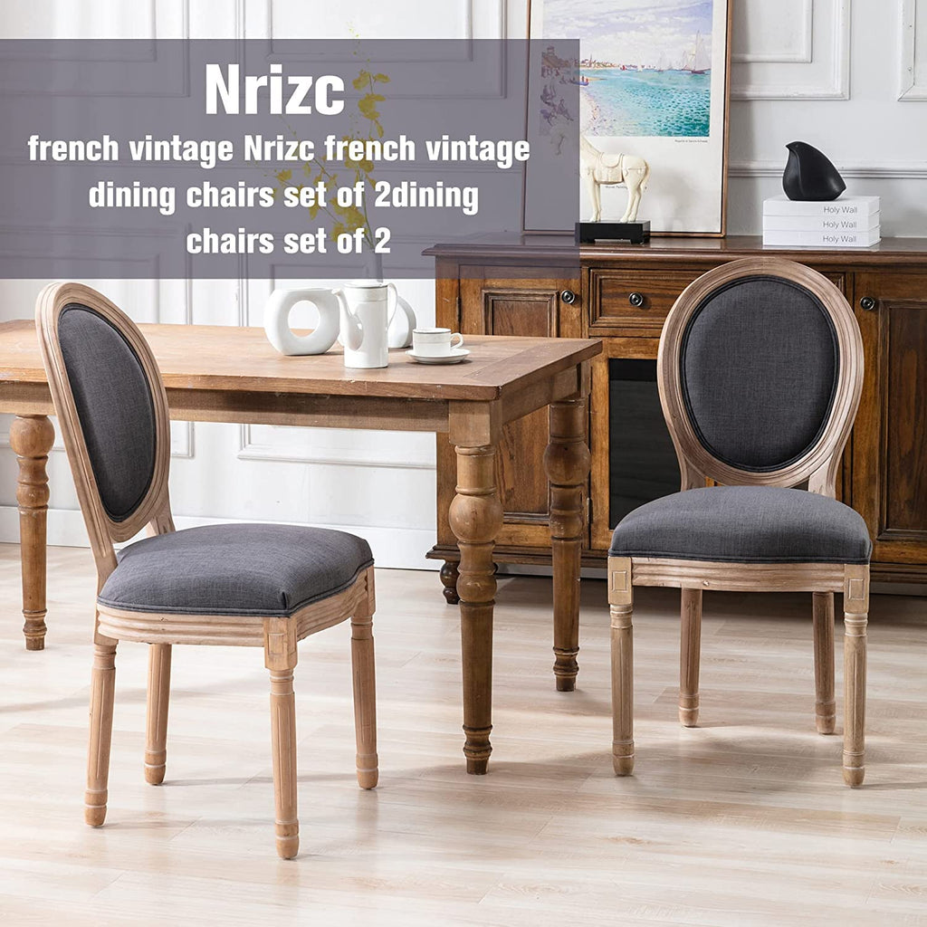 French Dining Chairs Set of 2, Farmhouse Dining Chairs, Vintage Country Dining Chair with Round Back, French Bistro
