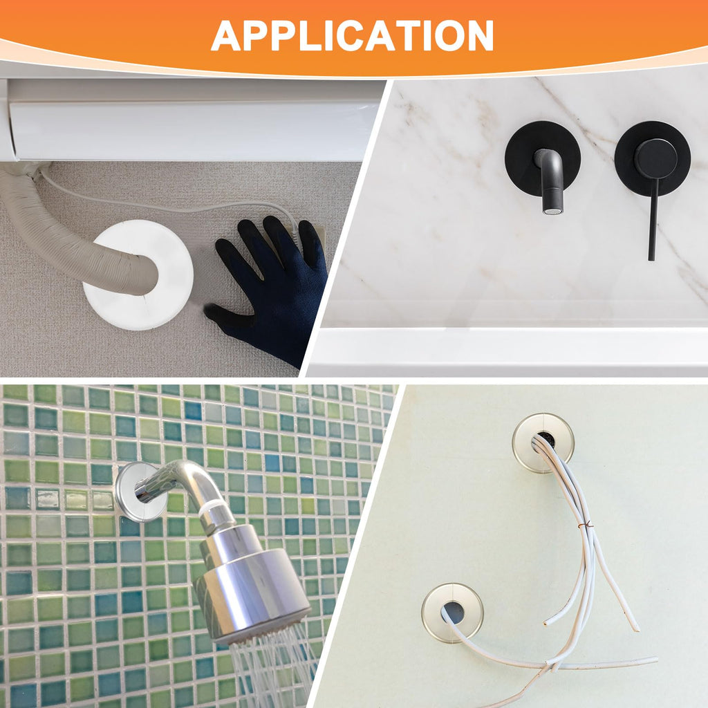 1-Pack Wall Split Flange, ABS Round Self-Adhesive Escutcheon Plate Cover Buckle for 50 mm/1.97 in Dia Pipe