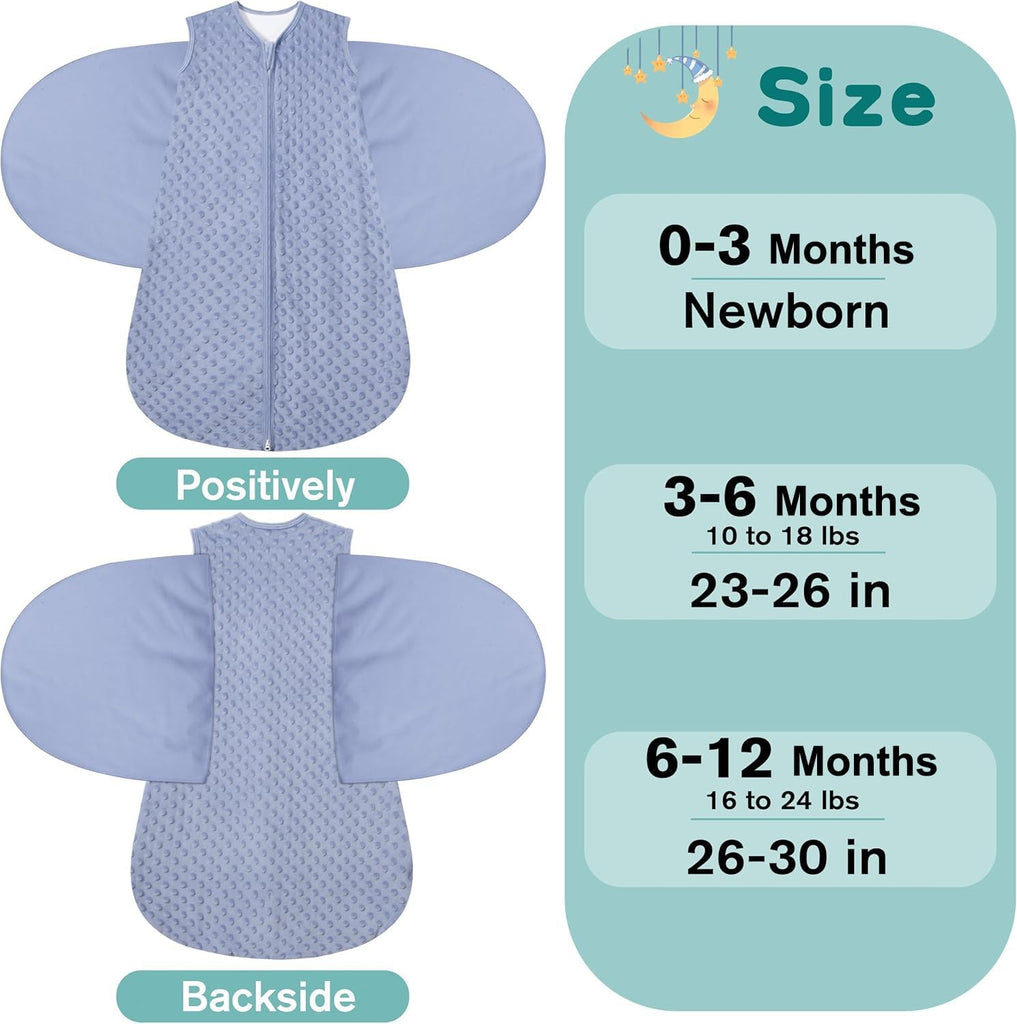Fleece Sleep Sack Baby Swaddle, Way Adjustable Wearable Blanket,2 Pack Fleece Swaddling sleeping bag TOG