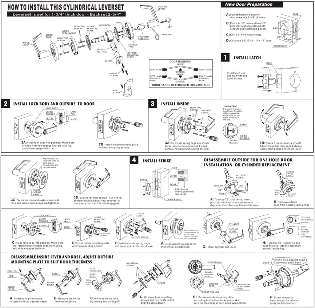 Commercial Door Lever Lock, Heavy-Duty Locking Door Handle, Designer Door Handles, Cylindrical Lever Lock, Non-Handed
