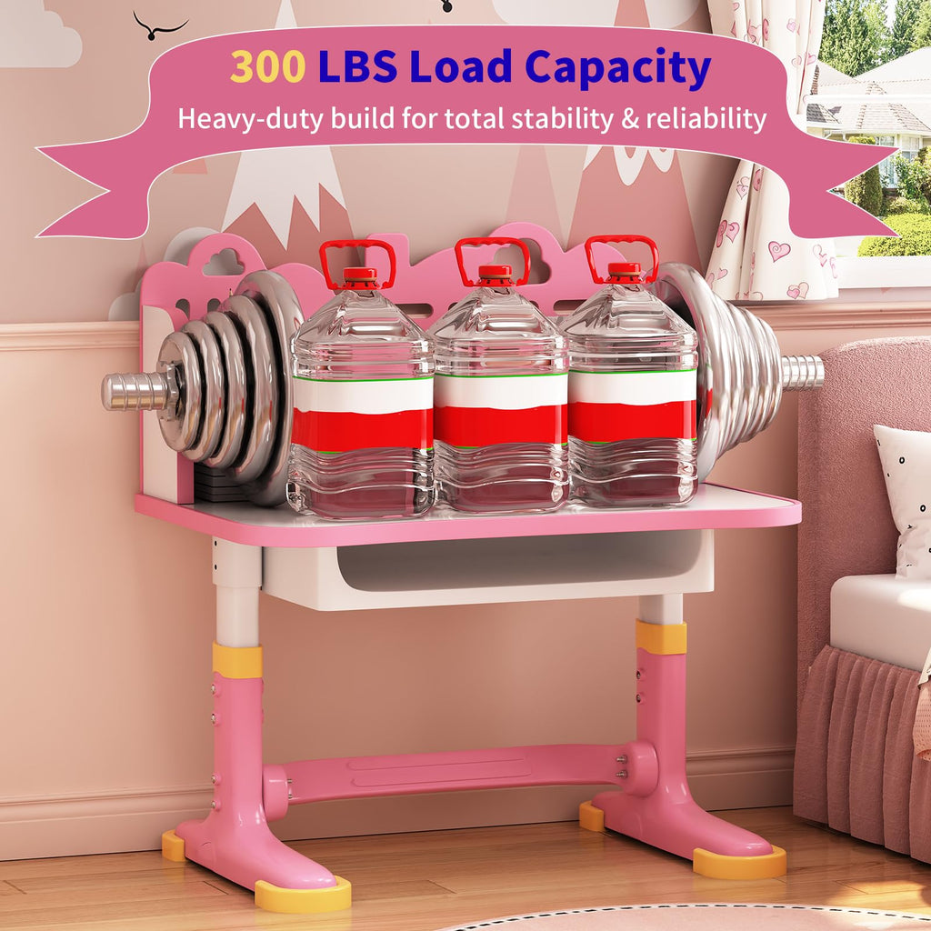 Kids Desk and Chair Set, Height Adjustable with Storage Drawer
