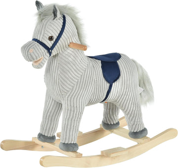 Kids Rocking Horse for Toddler 3-5 Plush with Realistic Sounds Gray