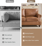 Kingfun Mid-Century Modern Couch, Faux Leather Sofa, 3 Seater Couch for Living Room with Rolled arms & Nailhead Trim