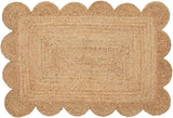 Natural Hand Woven Farmhouse Jute Area Scalloped Rug (Natural, 2x3 Feet)