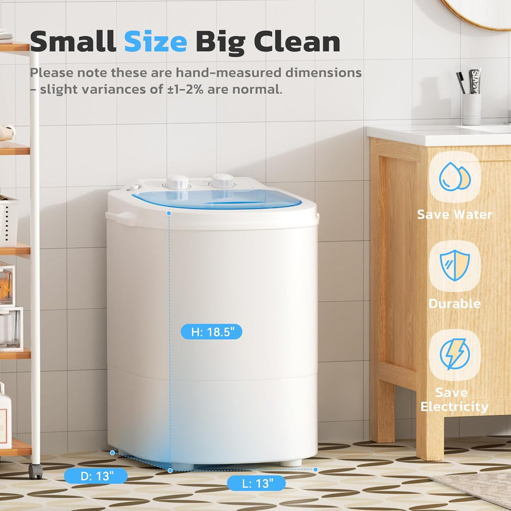 Portable Washing Machine, 5.5 Lbs Compact Mini Portable Washer, 110V Single Tub Laundry Washer Machine for Apartments