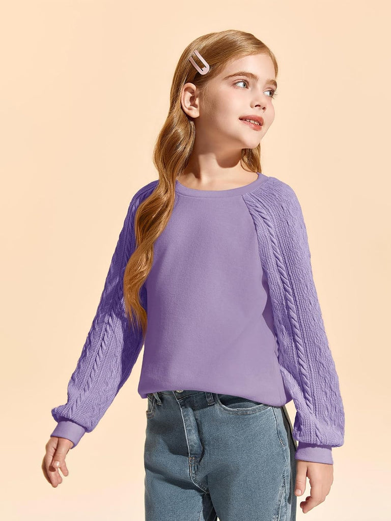 Girls Sweatshirts Kids Casual Cable Knit Long Sleeve Shirts