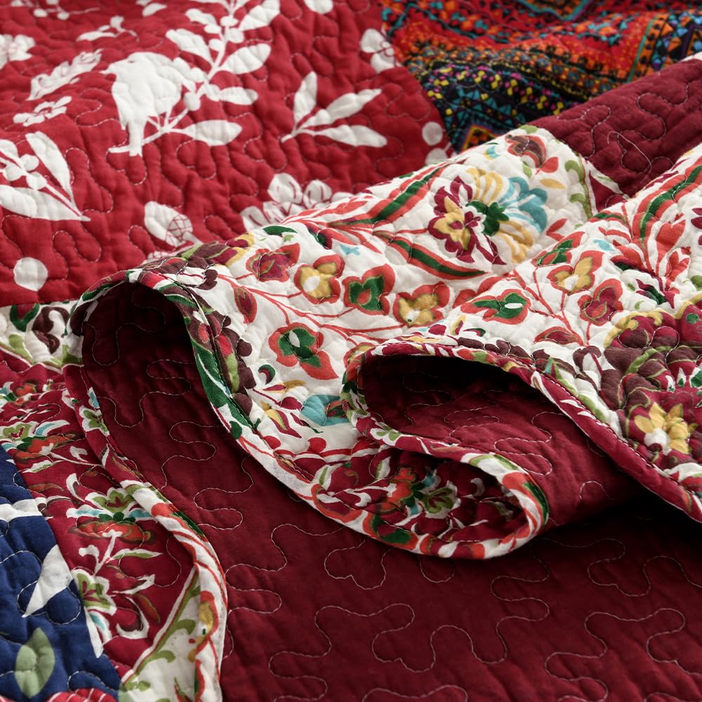 Cotton Bedspread Quilt Sets with 2 Shams, Soft Reversible Bedding Coverlet Sets Lightweight Comforters, Vintage