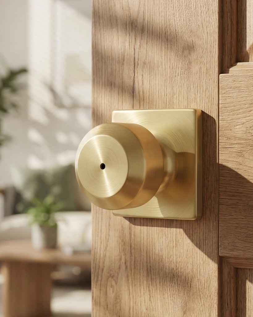 6 Pack Gold Door Knobs, Interior Door knobs, Privacy Door Knob or Bathroom, Brushed Gold Door Knob