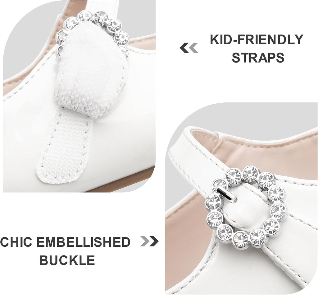 Girls Dress Shoes Rhinestone Buckle Mary Janes for School