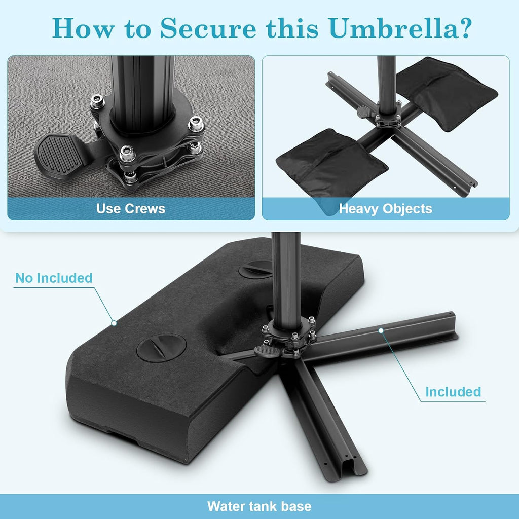 HOTEEL10x10ft Patio Umbrella Cantilever Umbrellas Double Top - Upgrade and Intensify